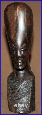 Vintage hand carving wood male bust statuette