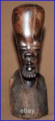 Vintage hand carving wood small man bust statuette