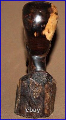 Vintage hand carving wood small man bust statuette