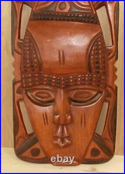 Vintage hand carving wood wall hanging tribal mask