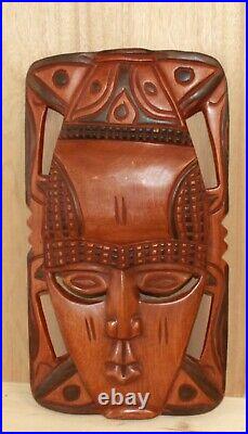 Vintage hand carving wood wall hanging tribal mask