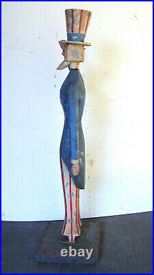Vintage hand made folk art Uncle Sam, original paint, 34 1/4 tall