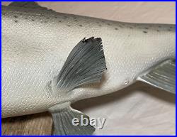 Vintage handmade EG carved wood silver wall fish mount trophy sculpture