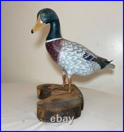 Vintage lifesize hand carved wood Folk Art mallard duck decoy sculpture statue