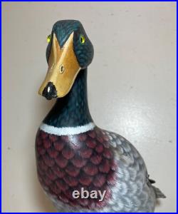 Vintage lifesize hand carved wood Folk Art mallard duck decoy sculpture statue