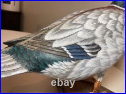 Vintage lifesize hand carved wood Folk Art mallard duck decoy sculpture statue