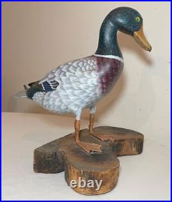Vintage lifesize hand carved wood Folk Art mallard duck decoy sculpture statue