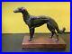 Vintage metal bronze Borzoi Wolfhound sculpture on wood base 5lbs