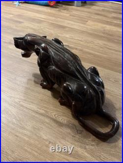 Vintage mid century Handmade Wooden Panther Sculpture