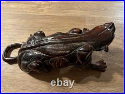 Vintage mid century Handmade Wooden Panther Sculpture