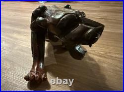 Vintage mid century Handmade Wooden Panther Sculpture