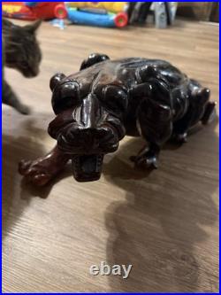 Vintage mid century Handmade Wooden Panther Sculpture