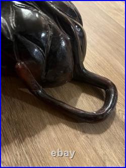 Vintage mid century Handmade Wooden Panther Sculpture