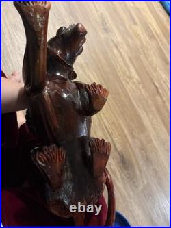 Vintage mid century Handmade Wooden Panther Sculpture