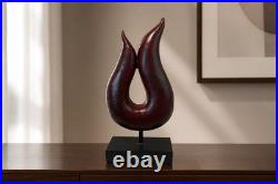 Vintage mid-century-modern abstract wood sculpture of flame-like form 15.5 Tall