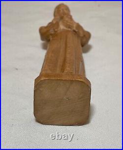 Vintage mini carved wood religious Saint Francis Jesus sculpture statue figure