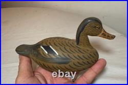 Vintage miniature hand carved wood Jim Uri mallard drake duck decoy sculpture