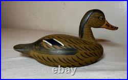 Vintage miniature hand carved wood Jim Uri mallard drake duck decoy sculpture