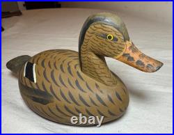 Vintage miniature hand carved wood Jim Uri mallard drake duck decoy sculpture