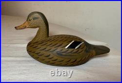 Vintage miniature hand carved wood Jim Uri mallard drake duck decoy sculpture