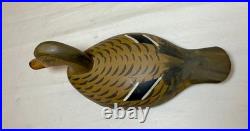 Vintage miniature hand carved wood Jim Uri mallard drake duck decoy sculpture