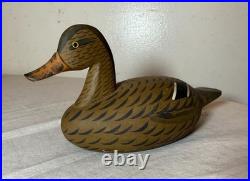 Vintage miniature hand carved wood Jim Uri mallard drake duck decoy sculpture