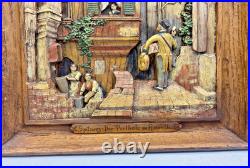 Vintage pair of french low relief sculptures 1970's german cities