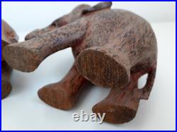 Vintage pair of wood elephants elephant sculpture wooden statue handcarved craft
