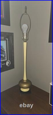Vintage sculptured/turned solid wood Genie Bottle table lamp mid century 60's