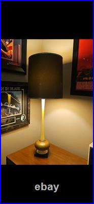 Vintage sculptured/turned solid wood Genie Bottle table lamp mid century 60's