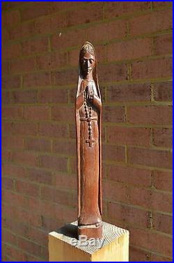 Vintage wood carved madonna virgin praying sculpture santo 22' 1/2 tall