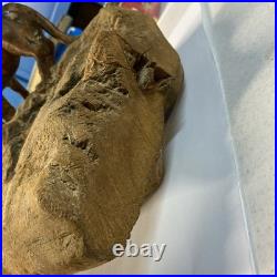 Vintage wood carving folk art Very Large. Tiger Hunting With Prey In Mouth