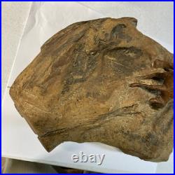 Vintage wood carving folk art Very Large. Tiger Hunting With Prey In Mouth