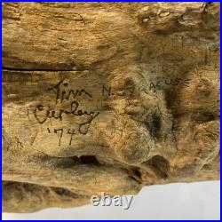 Vintage wood carving folk art Very Large. Tiger Hunting With Prey In Mouth