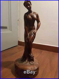 Vintage wood nude woman Bethlehem Statue wood sculpture by Hagop Arakian 1974
