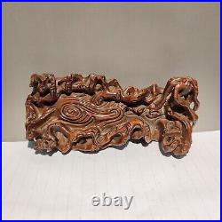 Vintage wood sculpture chinese carving wooden decor frame stand shelf Plate bed