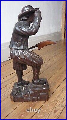 Vintage wood statue breton farmer 17 inches