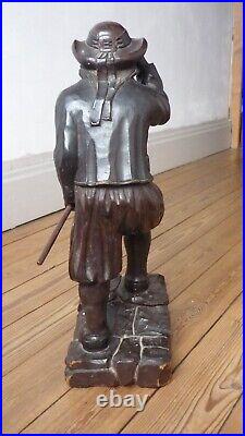 Vintage wood statue breton farmer 17 inches