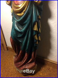 Vintage wooden carving wall madonna Our Lady Mary of the apple & Jesus statue