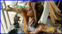 Vintage1973 Wood Carved Nude Woman Figurine Statue Abstract Art Sculpture