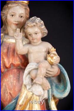 Virgin Mary w Child Jesus Sculpture Vintage Madonna Christ Wood Statue 20