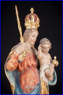 Virgin Mary w Child Jesus Sculpture Vintage Madonna Christ Wood Statue 20