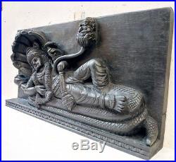 Vishnu Ananthasayanam Temple Wall Panel Vintage Hindu God Sculpture Yoga Statue