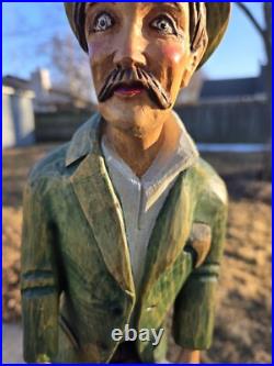 Vtg 16 1/2 Hand Carved Wood Statue Sculpture Drunk German Man Carrying Shoes