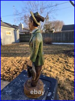 Vtg 16 1/2 Hand Carved Wood Statue Sculpture Drunk German Man Carrying Shoes