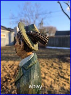 Vtg 16 1/2 Hand Carved Wood Statue Sculpture Drunk German Man Carrying Shoes