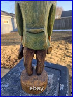 Vtg 16 1/2 Hand Carved Wood Statue Sculpture Drunk German Man Carrying Shoes