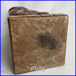 Vtg 17.5 Signed Stuart Pyne NZ Maori Tekoteko Wood Carving Paua Eyes Teko Tiki