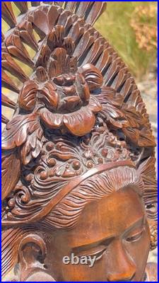 Vtg 1930s Bali Teak Wood Busts 12 Pair Hand-Carved Balinese Sculpture Man Woman