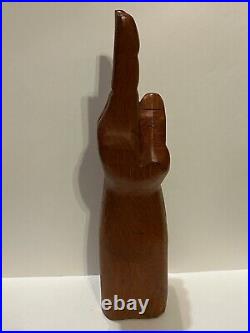 Vtg 1960s Huge 20 Hand Carved Wood Peace Sign 2 Fingers Hippy Icon Sculpture